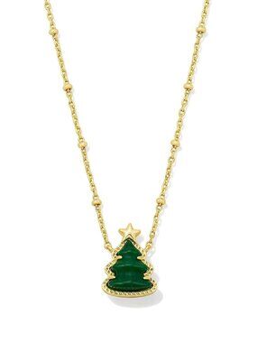 Holiday Tree Gold Short Pendant Necklace